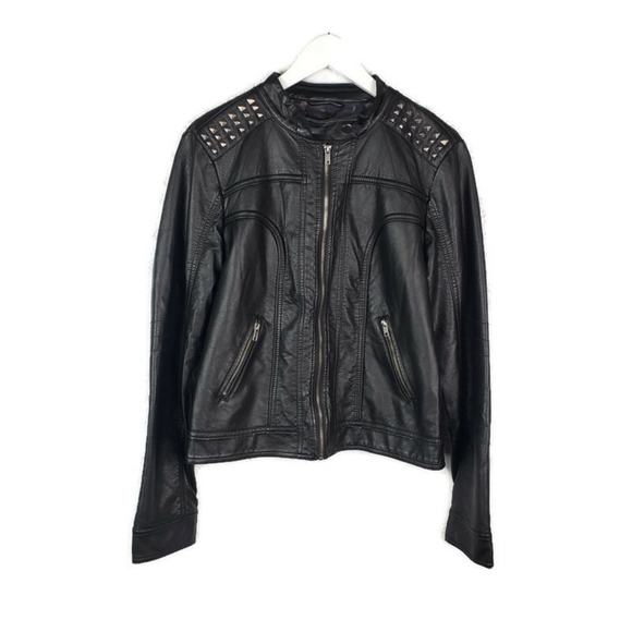 Maurices Jackets & Blazers - Maurices Black Studded Faux Leather Moto Jacket